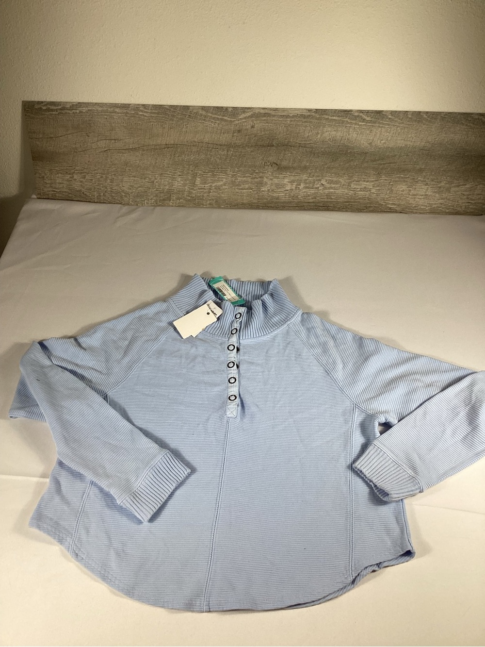 Flag & Anthem Adriana Snap Front Pullover Sweatshirt Women Size S Light Blue